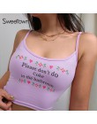 Sweetown różowy śliczne Bralette Crop Top kobiety Sexy fioletowy drukowane bez rękawów Clubwear koreański mody przycięte Feminin