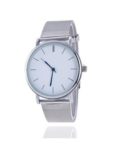 2018 nowa moda Unisex kobiety panie srebrny ze stali nierdzewnej opaska z siatki stalowej srebrne zegarki zegarek dla pań relogi
