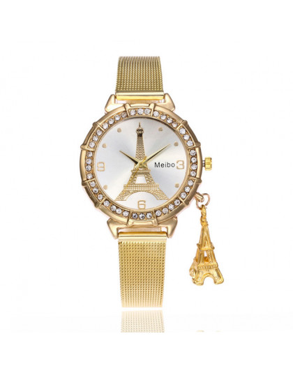2018 New Arrival Hot sprzedaż paryż wieża eiffla kobiety Lady dziewczyna kwarcowy ze stali nierdzewnej zegarek na rękę Relogio F