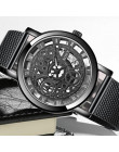 Zegarek z wycięciami 2019 szkielet zegarek mężczyźni pas siatki mężczyźni kobiety Unisex zegarki kwarcowe zegarek z wycięciami e