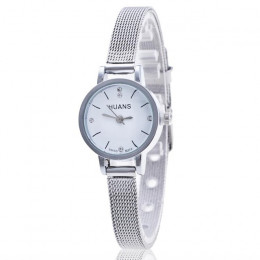 Kwarcowy zegarek na rękę kobiety mały okrągły dial ze stali nierdzewnej siatka tkana zespołu proste na co dzień panie zegarki Re
