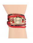 Kobiety bransoletka zegarek Relojes Mujer w stylu Vintage pleciony splot Wrap zegarek kwarcowy PU skóra zegarki na rękę na co dz
