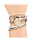 Kobiety bransoletka zegarek Relojes Mujer w stylu Vintage pleciony splot Wrap zegarek kwarcowy PU skóra zegarki na rękę na co dz
