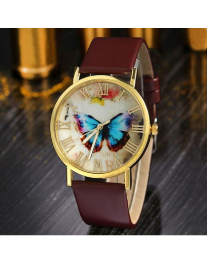 Vosicar gorąca sprzedaży luksusowej mody kobiet zegarek w stylu motyla bransoletka z ekologicznej skóry analogowy zegarek kwarco