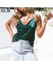 NLW Spaghetti pasek kobiet topy stałe Satin Backless Sexy Camis koszule Feminino na co dzień klub Camisole