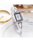 Nowy bransoletki z zegarkiem kobiety luksusowej marki Rhinestone zegarki na rękę ze stali nierdzewnej dla pań sukienka zegarek k