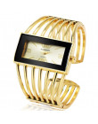 Kobiety zegarek luksusowy zegarek mody różowe złoto bransoletka Bangle Relojes kobiety sukienka zegarki zegar prostokąt Dial kob