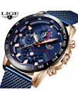 LIGE New Mens Watches Top Luxury Brand Quartz Watch Men Casual Sport Watch Date Waterproof Stainless Steel Clock reloj hombre