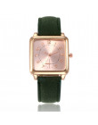 Zegarki damskie moda złota róża kwadratowych głowy skórzane damskie zegarek klasyczny cyfrowy zegarek kwarcowy zegar Reloj Mujer