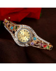 Nowe zegarki damskie bransoletka damska zegarek Hot moda luksusowe Rhinestone zegary kwarcowe zegarki na rękę Relogio Feminino D