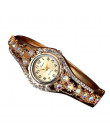 Nowe zegarki damskie bransoletka damska zegarek Hot moda luksusowe Rhinestone zegary kwarcowe zegarki na rękę Relogio Feminino D