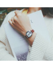 W stylu Vintage skórzane kwadratowe zegarki tarczowe kobiety moda sukienka oglądać minimalistyczny stylowe małe świeże kobiet kw