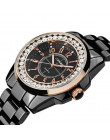 SINOBI mody kobiety diamenty zegarki sztuczna ceramika Watchband Top luksusowa marka sukienka panie genewa kwarcowy zegar 2019