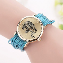 Dropshipping kobiety skórzane bransoletki z zegarkiem moda na co dzień słoń zegarki na rękę Relojes Mujer Relogio Feminino zegar