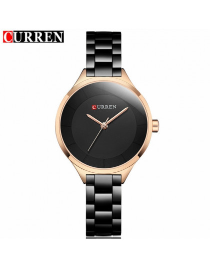 2018 kobiet zegarki Curren luksusowe złoty czarny pełna sukienka biżuteria ze stali kwarcowy zegarek panie mody elegancki zegar 