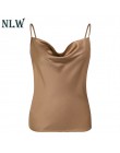 NLW Spaghetti pasek kobiet topy stałe Satin Backless Sexy Camis koszule Feminino na co dzień klub Camisole