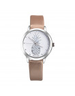 Śliczne śmieszne ananas zegar kobiet jest Faux skórzane zegarek kwarcowy analogowy zegarek moda damska zegarek eleganckie panie 