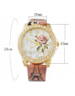 MJARTORIA 2019 wieża eiffla miłość wzór zegarki kobiety moda skórzany pasek zegar zegarek kwarcowy analogowy zegarek na rękę Rel