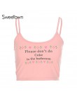 Sweetown różowy śliczne Bralette Crop Top kobiety Sexy fioletowy drukowane bez rękawów Clubwear koreański mody przycięte Feminin