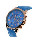 Reloj Mujer 2018 moda genewa Roman cyfry Faux skórzany zegarek kwarcowy analogowy zegarek na rękę Saat zegarki damskie zegarki T
