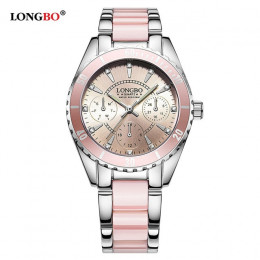 LONGBO zegarek marki mody kobiety luksusowe ceramiczne i bransoletka ze stopów zegarek kobiet zegarki opaski ze stali nierdzewne