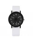 Vansvar marka czarny biały kochanka zegarki dla par unikalne arabski liczby skórzane zegarka mężczyzna kobiet zegarek kwarcowy z
