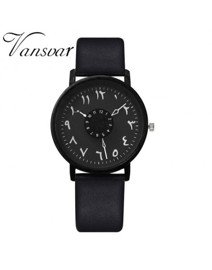 Vansvar marka czarny biały kochanka zegarki dla par unikalne arabski liczby skórzane zegarka mężczyzna kobiet zegarek kwarcowy z