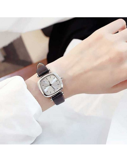 Hot Top kwadratowych kobiet kwarcowy zegarek skóra panie analogowy małe dail zegarek kobiet student na rękę montre femme zegarki