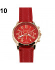 Popularne Lady moda genewa Roman cyfry Faux skórzany analogowy zegarek kwarcowy 