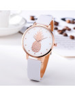 Fanteeda luksusowej marki zegarków kobiet różowe złoto zegarek z paskiem skórzanym panie zegar ananas Sport zegarek kwarcowy Rel