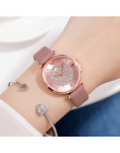 Panie na co dzień oglądać 2019 kobiety różowy skórzany pasek kwarcowe zegarki na rękę luksusowa marka kobiet kryształ moda brans