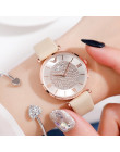 Panie na co dzień oglądać 2019 kobiety różowy skórzany pasek kwarcowe zegarki na rękę luksusowa marka kobiet kryształ moda brans