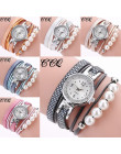 CCQ Top marka kobiety zegarki moda kwarcowy analogowy skrzydło Rhinestone perły bransoletka zegarek panie sukienka zegarki na rę