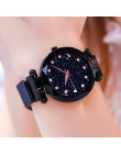 Kobiety Starry Sky zegarki czarny magnetyczny opaska siatkowa ze stali nierdzewnej kwarcowy zegarek kobiet panie kobiet Roman li