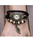 2018 hot Retro motyl liść moda skórzana bransoletka woda Quartz zegar ręcznie kobiety zegarek na rękę zegarek 1HHB 6T33 C2K5W