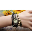 2018 hot Retro motyl liść moda skórzana bransoletka woda Quartz zegar ręcznie kobiety zegarek na rękę zegarek 1HHB 6T33 C2K5W
