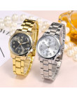 Kobiety moda pasek ze stali nierdzewnej analogowy zegarek kwarcowy okrągły zegarek na rękę luksusowa bransoletka relogio feminin
