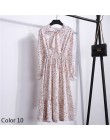 Lato jesień szyfonowa sukienka na co dzień słodkie kobiety floral długie suknie Bowknot z długim rękawem Vestido S-XL rozmiar
