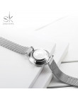 Shengke zegarka kobiety na co dzień moda kwarcowe zegarki na rękę kryształ projekt panie prezent Relogio Feminino opaska siatkow