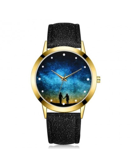 Moda kobiety zegarki Casual Dress gwiaździste niebo wzór skórzany pasek zegarek kwarcowy na rękę zegarki relogio feminino hombre