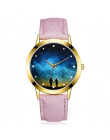 Moda kobiety zegarki Casual Dress gwiaździste niebo wzór skórzany pasek zegarek kwarcowy na rękę zegarki relogio feminino hombre