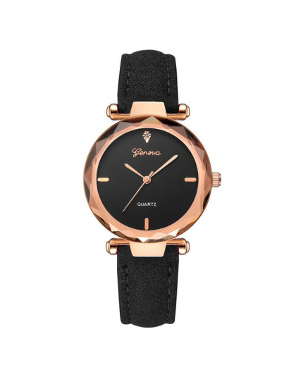 Genewa 2019 luksusowy zegarek kobiety sukienka bransoletka zegarek moda damska skórzany pasek analogowy zegarek kwarcowy diament