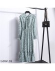 Lato jesień szyfonowa sukienka na co dzień słodkie kobiety floral długie suknie Bowknot z długim rękawem Vestido S-XL rozmiar