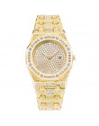 TOPGRILLZ luksusowa marka ICED OUT zegarek kwarcowy złota HIP HOP zegarki na rękę z Micropave CZ opaska ze stali nierdzewnej