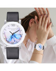 LVPAI wysokiej jakości piękne moda kobiety bransoletka zegarek motyl nadruk na co dzień okrągły analogowy zegarek kwarcowy  kobi