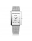 Marka srebro panie zegarek na rękę zegarek luksusowe prostokąt Casual zegarki kobiety sukienka na co dzień zegarek pani zegarek 