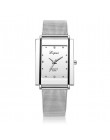 Marka srebro panie zegarek na rękę zegarek luksusowe prostokąt Casual zegarki kobiety sukienka na co dzień zegarek pani zegarek 