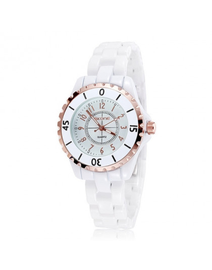 Zegarek dla pań SKONE Top Brand New Fashion kobiety analogowy zegarek kwarcowy kobiet ceramiczne zegarki na rękę kobiety zegar R