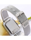 Moda kobiet zegarki Rhinestone romantyczny pas siatki zegarek na rękę ze stali nierdzewnej srebrny zegarek dla pań montre femme 