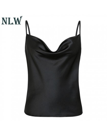 NLW Spaghetti pasek kobiet topy stałe Satin Backless Sexy Camis koszule Feminino na co dzień klub Camisole